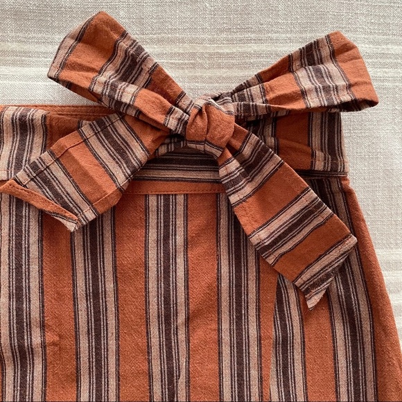 Mini Wrap Skirt Red Orange Black Stripes Bow - Picture 8 of 9